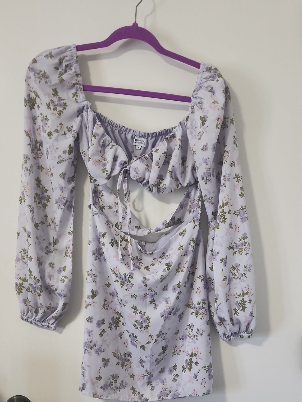 Beginning Boutique Lilac Floral Tie-Front Mini Dress